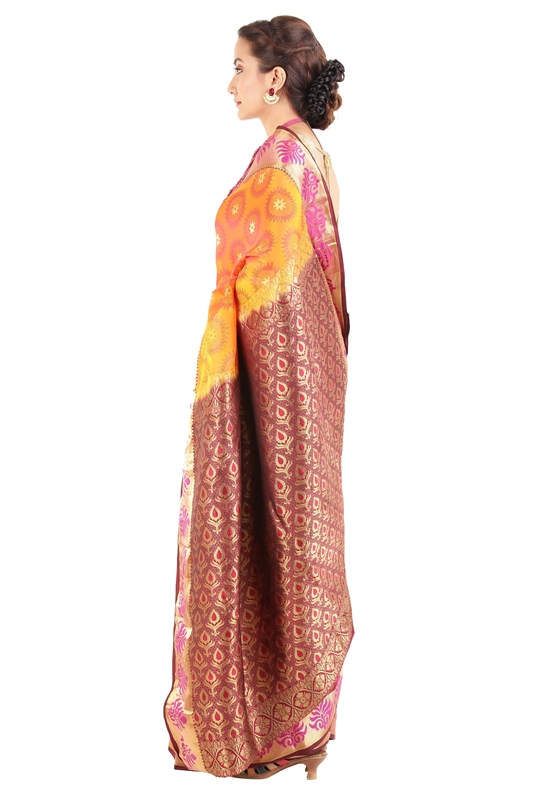 Picture of Mustard Colour Kanchipuram Silk Saree with Brocade Zari Design 