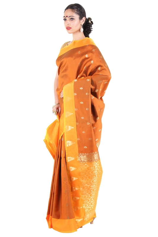 Picture of Sandal Colour Uppada Silk Saree with Brocade Design & Floral Motifs 