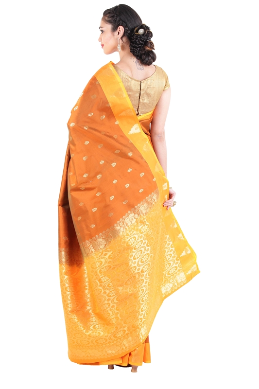 Picture of Sandal Colour Uppada Silk Saree with Brocade Design & Floral Motifs 