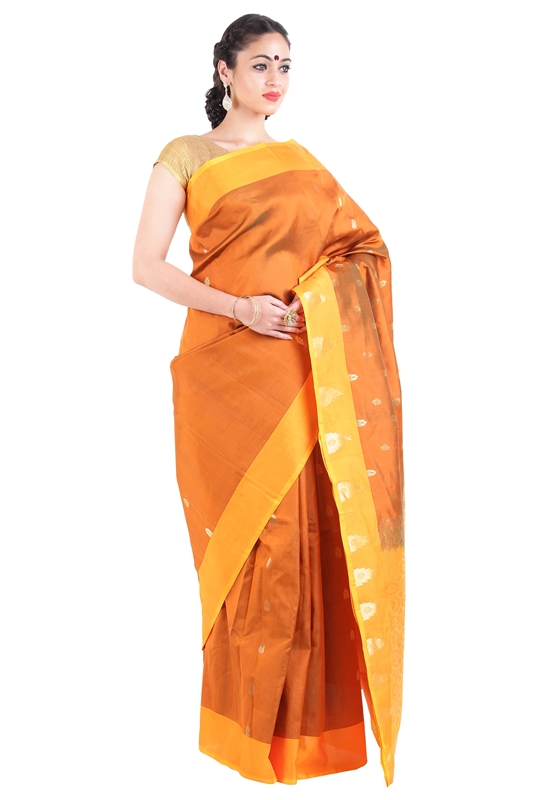 Picture of Sandal Colour Uppada Silk Saree with Brocade Design & Floral Motifs 